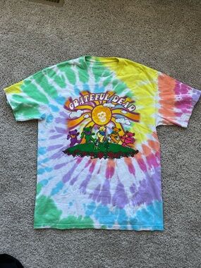 Liquid Blue Multicolor Tie-Dye Grateful Dead Dancing Bears T-Shirt